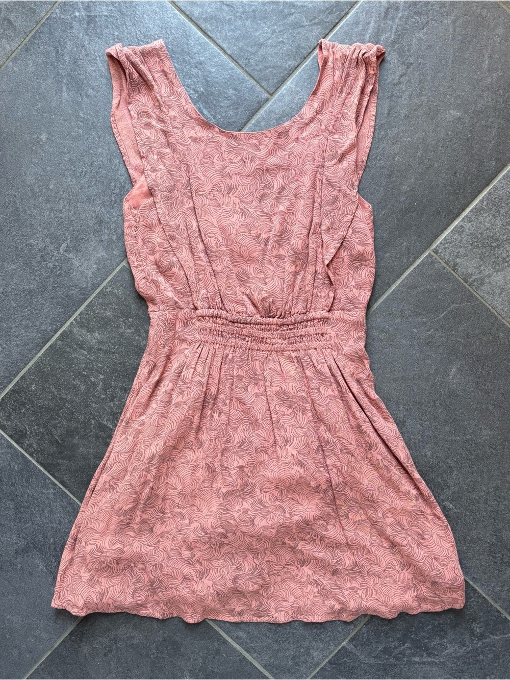 ONeil Thompson Summer Sun Dress smocked waist open back rust  XS surf beach